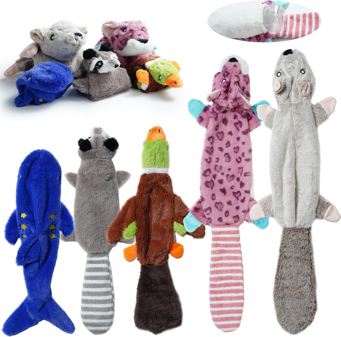 Nocciola Crinkle Plush Dog Toys Set, 5 PCS, Stuffless, Squeaky, No Stuffing, Suitable for Small Medium Large Dogs