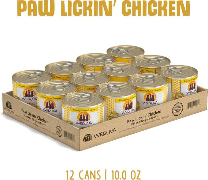 Weruva Classic Paw Lickin' Chicken Cat Food, 10oz Can, Pack of 12, Grain-Free, No Artificial Preservatives