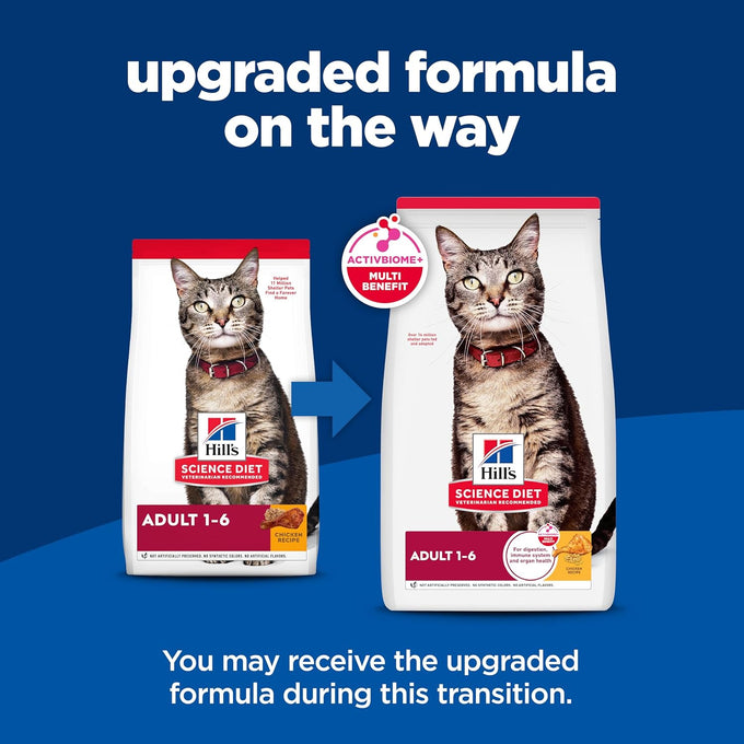 Hills science diet adult 1-6 dry cat food, chicken 4 lb bag, usa made, omega-6, vitamin e