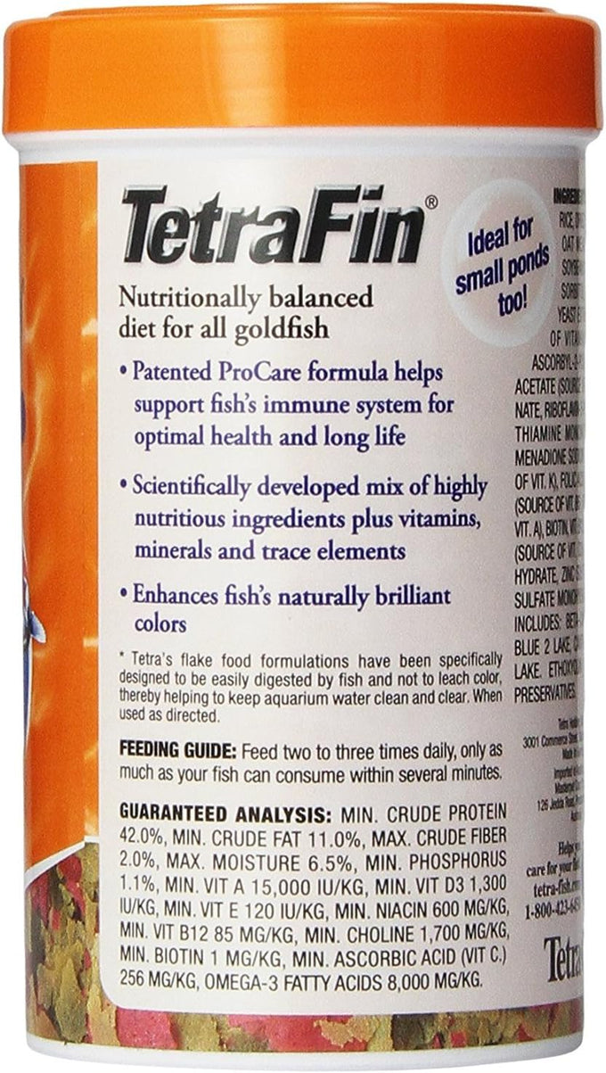 Tetra TetraFin Goldfish Flakes Food with ProCare, 4.4 oz, Nutritious for Cold-Water Fish Immune Support