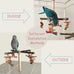 Bird Perch 360° Rotating Wooden Stand with Natural Chew Toys for Small Parrots and Conures
