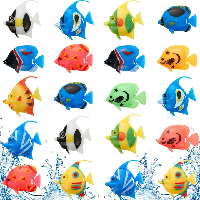 Weewooday 20 Pcs Artificial Moving Fishes Plastic Floating Lifelike Fish Tank Ornaments Aquarium Decorations Assortment