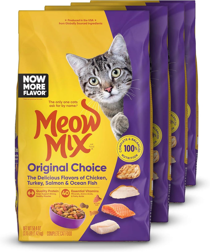 Meow Mix Original Choice Dry Cat Food, 6.3 pound bag, complete and balanced nutrition for adult cats