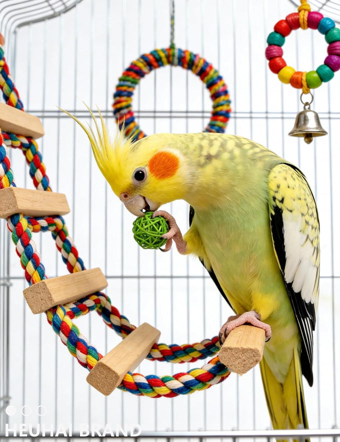 22-piece parakeet bird toy set with colorful bell and rattan balls, safe, non-toxic materials for small birds
