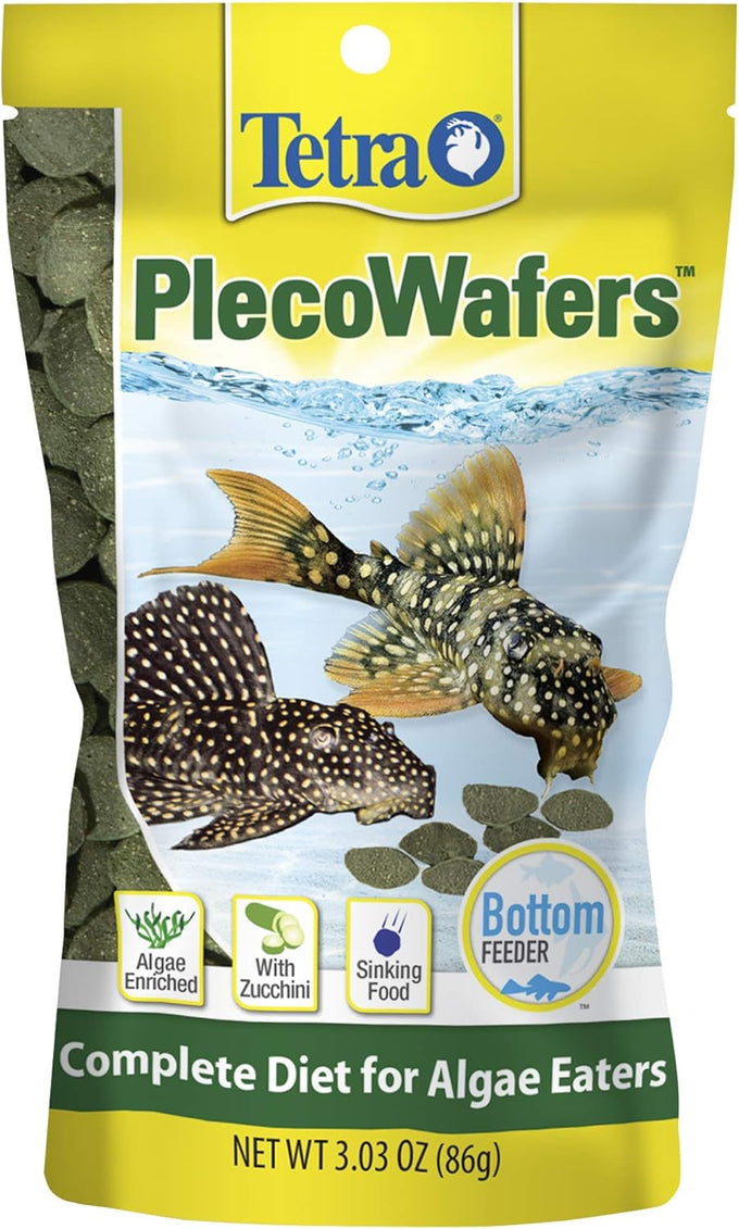 Tetra PlecoWafers 86 Grams nutritionally balanced fish food for algae eaters, sinking wafers, 3.03 ounce pack
