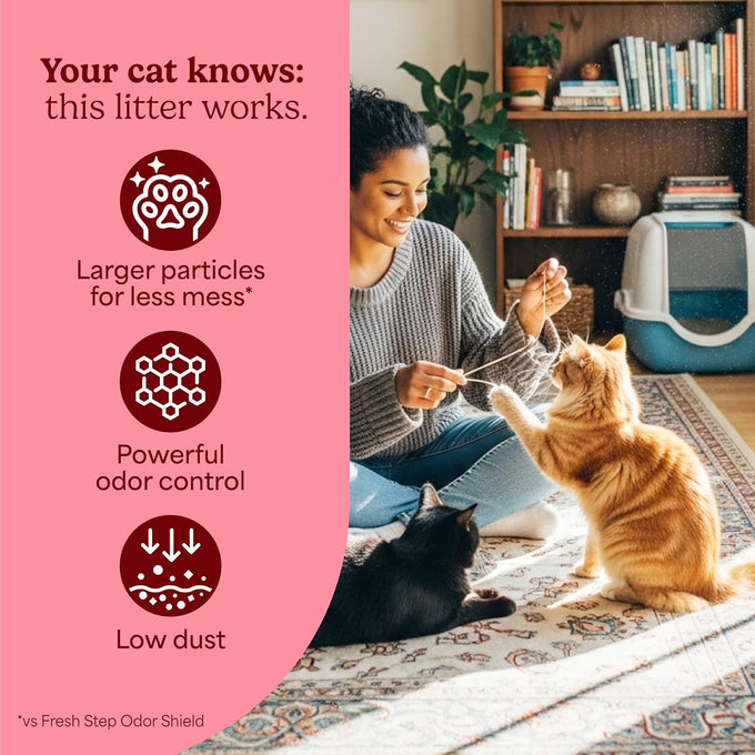 fresh step advanced clean paws low-tracking clumping litter with febreze freshness, 37 lbs, 2 x 18.5 lb, multi cat formula