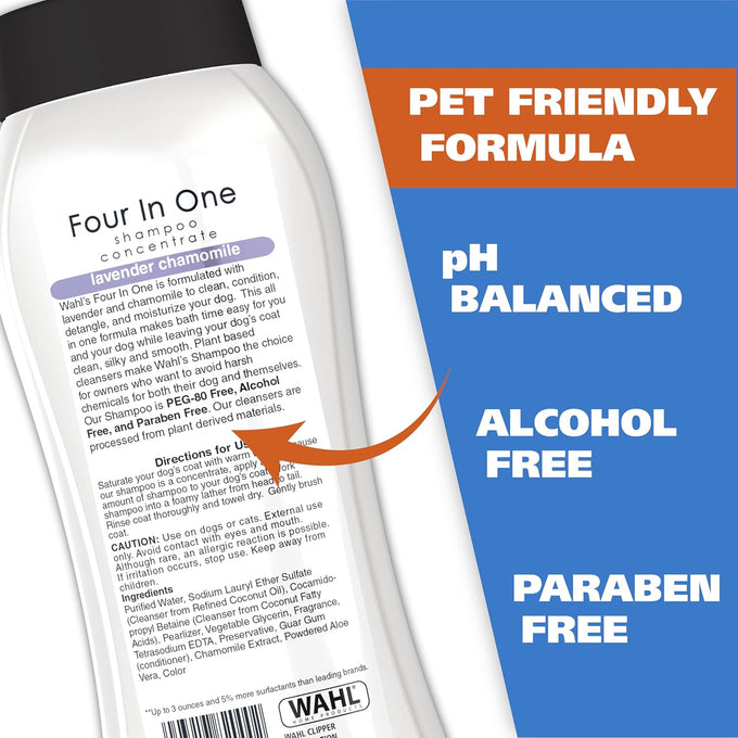 wahl usa 4-in-1 calming dog shampoo with lavender chamomile scent 24 oz model 820000a