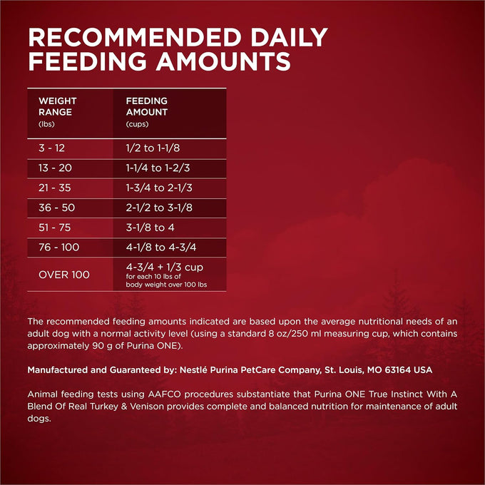 Purina ONE True Instinct Adult Dry Dog Food with Real Turkey and Venison, 30% Protein, 15 Lb. Bag