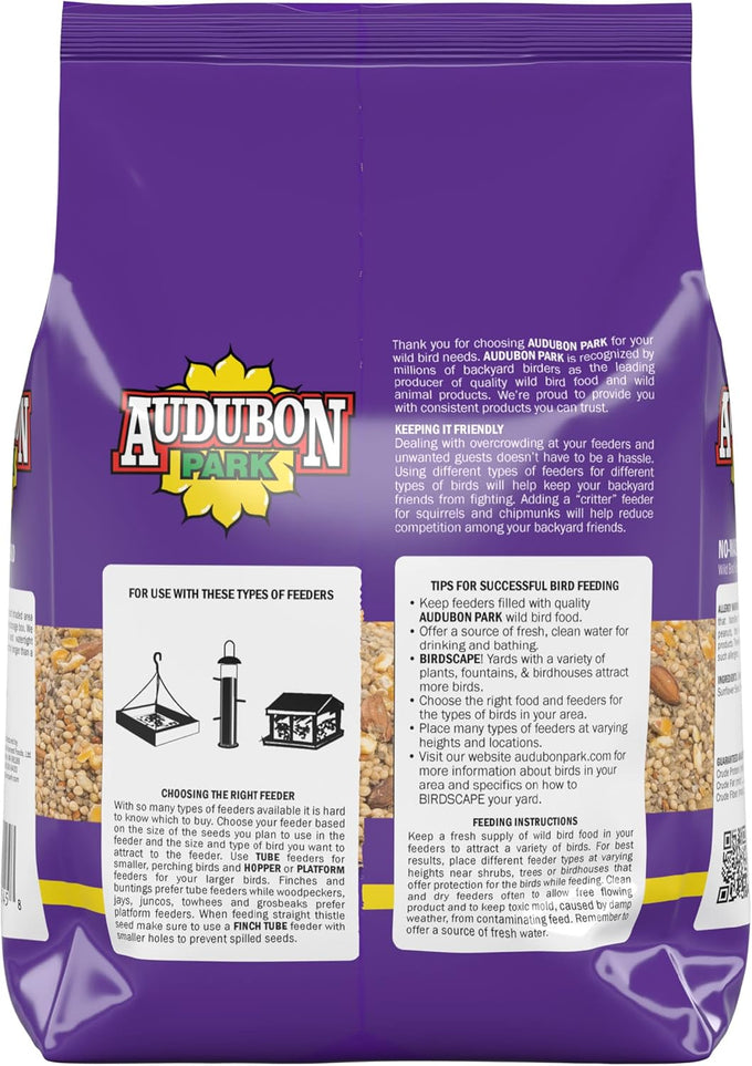 Audubon Park 12228 No-Waste Wild Bird Food Blend, 5-Pound, Gourmet Mix, Hull-Free, American Made