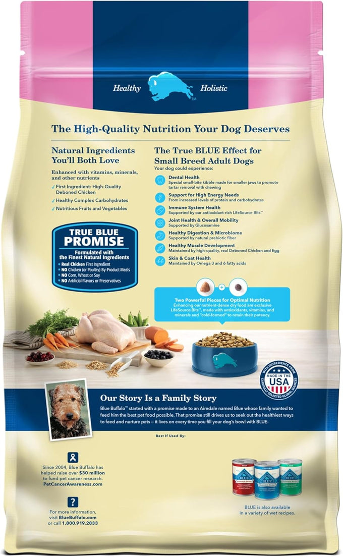 blue buffalo life protection formula adult small breed dry dog food, 5-lb bag, high energy needs, natural ingredients