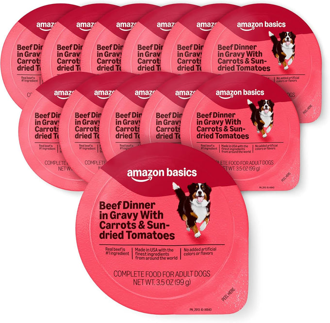 Amazon Basics Wet Dog Food, Pate, Chicken, 3.5 oz Cup (12-Pack)