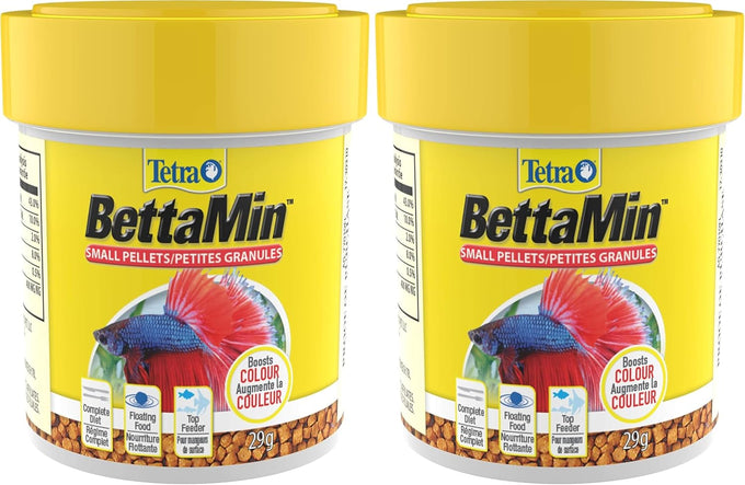 TetraBetta PLUS Floating Mini Pellets, nutritionally balanced diet for betta fish and top-water feeders, 1.2 ounces