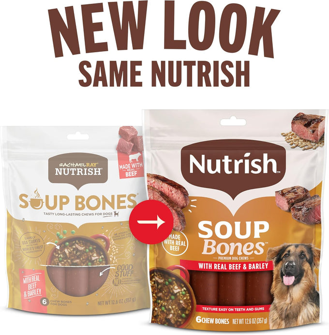 Rachael Ray Nutrish Soup Bones Premium Dog Chews with Real Beef and Barley, 11 Chews, Various Sizes