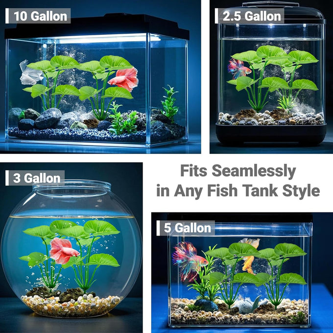 2-pack artificial silk aquarium plants for betta fish tank decorations, goldfish, reptile terrarium accessories, gold