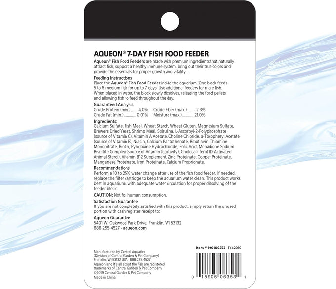 Aqueon 7 day tropical fish slow-release food for up to 6 medium-sized fish, 1 pack