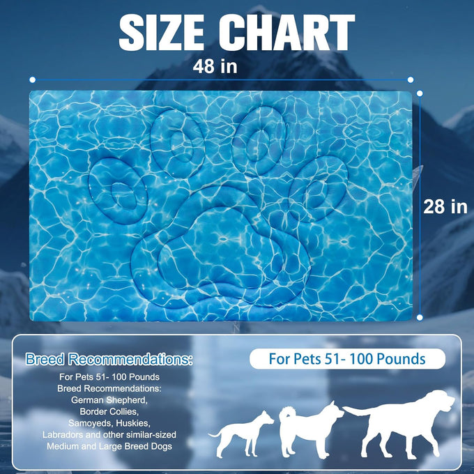 expwlorer dog cooling mat, double-sided foldable pet bed for dogs and cats, blue pad cooling dog blanket