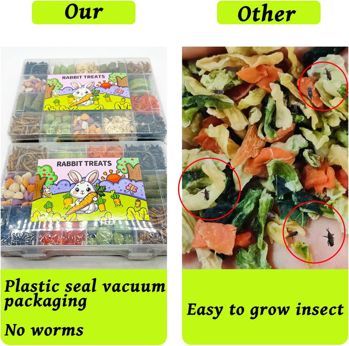 Natural Guinea Pig Chinchilla Hamster Treats Box with 12 Grids, Combination of Grains and Vegetables, Medium Size