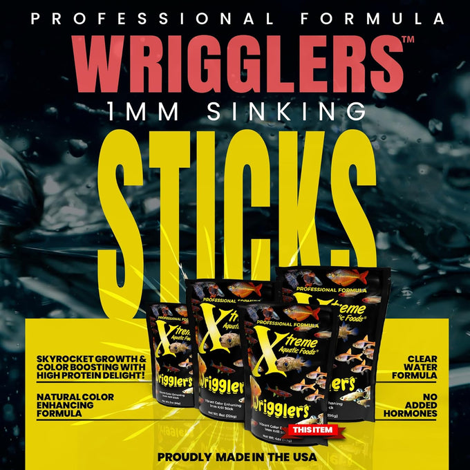 Xtreme wrigglers 4oz usa farm grown krill-based live fish food alternative with vibrant colors and natural protein source