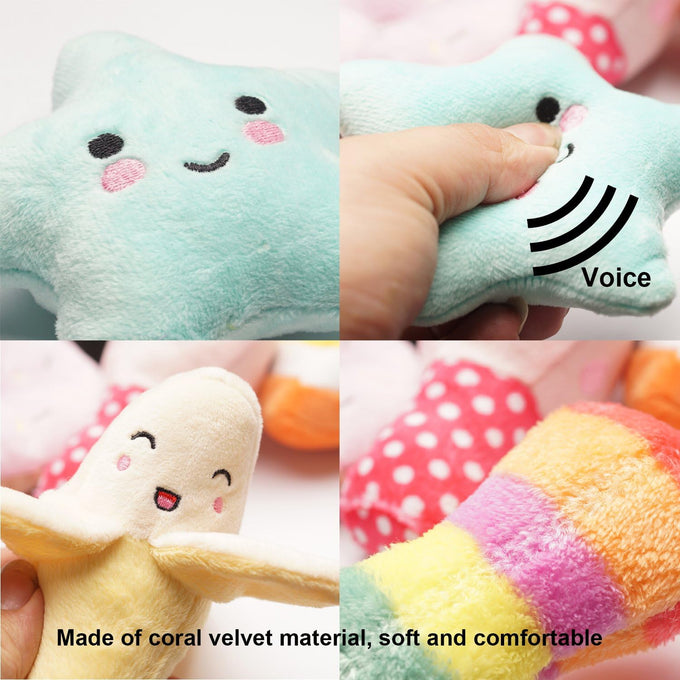 SZKOKUHO 9 Pack Small Dog Squeaky Plush Toys, variety colors, cute designs for puppies and small dogs