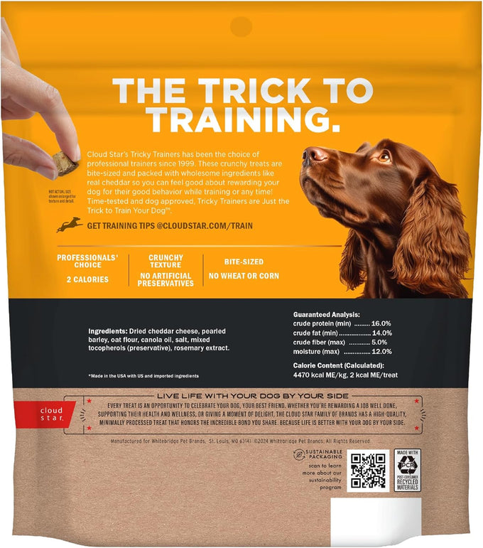 Cloud Star Tricky Trainers 12 oz. Cheddar Flavor Low-Calorie Dog Training Treats for Small Medium Large Breeds 680 Pieces