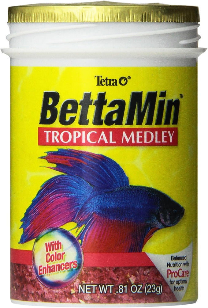 Tetra BettaMin Flakes, nutritionally complete daily diet for Siamese fighting fish, 0.81-Ounce, Blacks & Grays