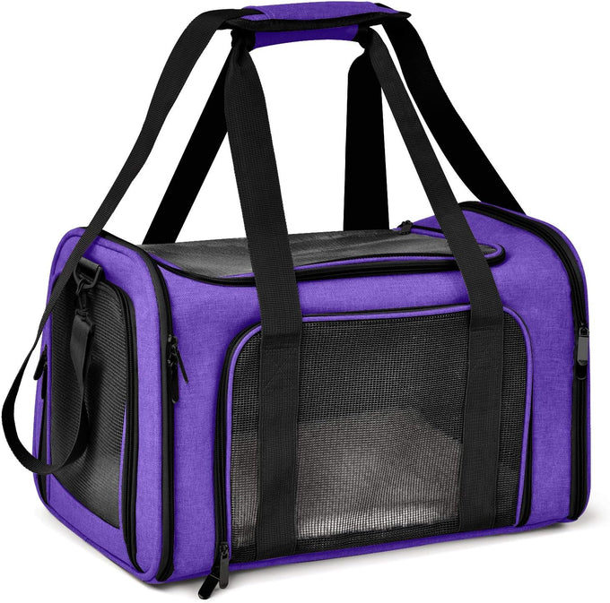 Henkelion grey cat carrier for small to medium pets up to 15lbs, TSA airline approved, soft sided, collapsible, waterproof