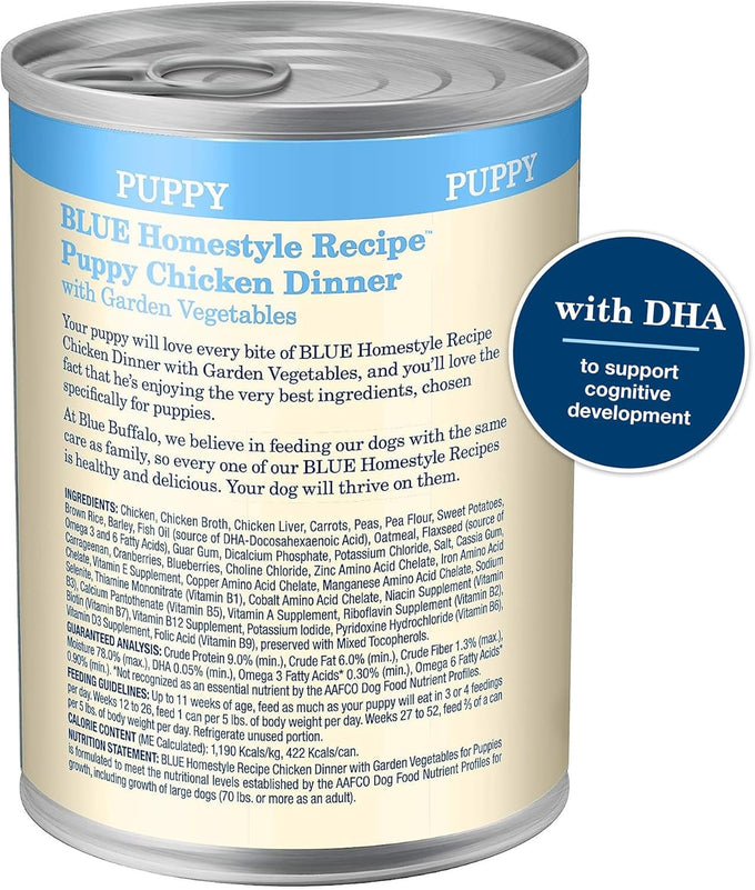 Blue Buffalo Homestyle Puppy Wet Dog Food, Chicken Dinner, 12-Pack