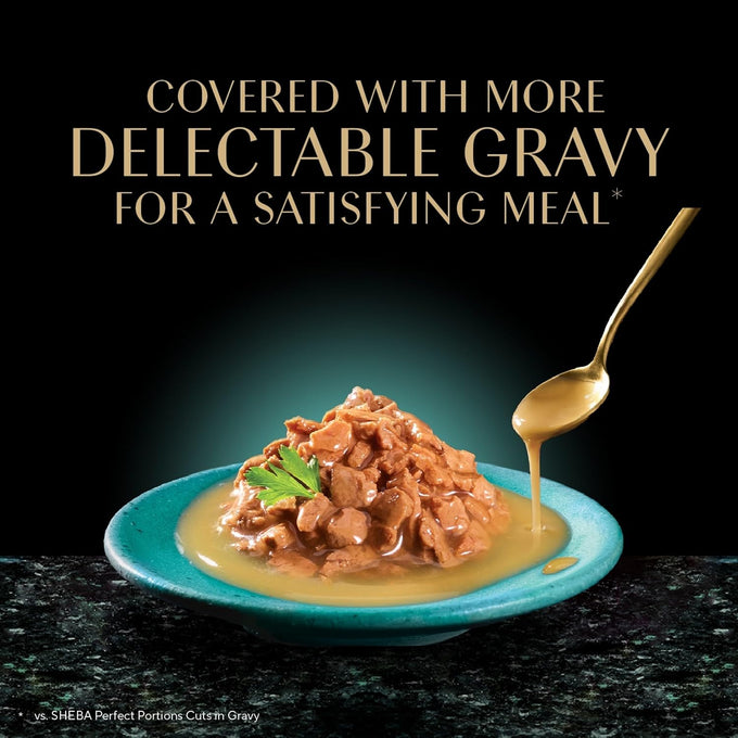 sheba gravy indulgence adult wet cat food beef chicken entree variety pack 2.6 oz twin-pack trays 24 servings