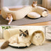 Cat tunnel bed with 40 interactive toys, collapsible play tunnel for indoor kittens, white