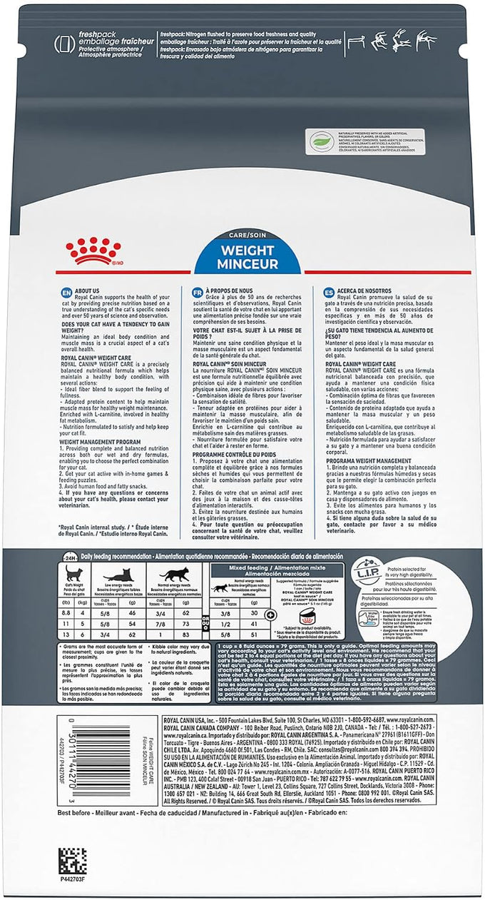 Royal Canin Feline Care Nutrition Weight Care Adult Dry Cat Food, 6 lb Bag