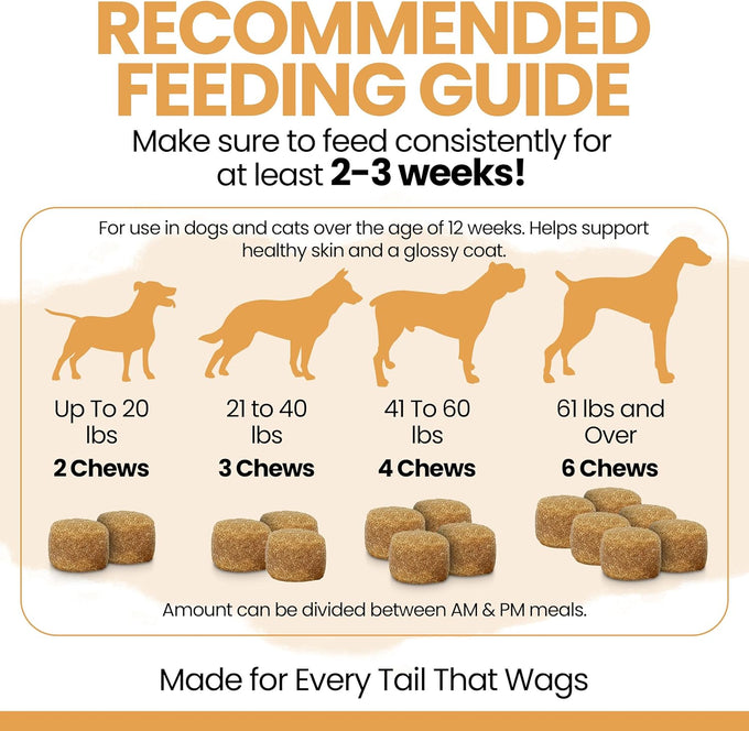 Salmon Oil Omega 3 Fish Oil for Dogs - 180 Soft Chews for Itch Relief, Shedding, Hot Spots, Skin & Coat