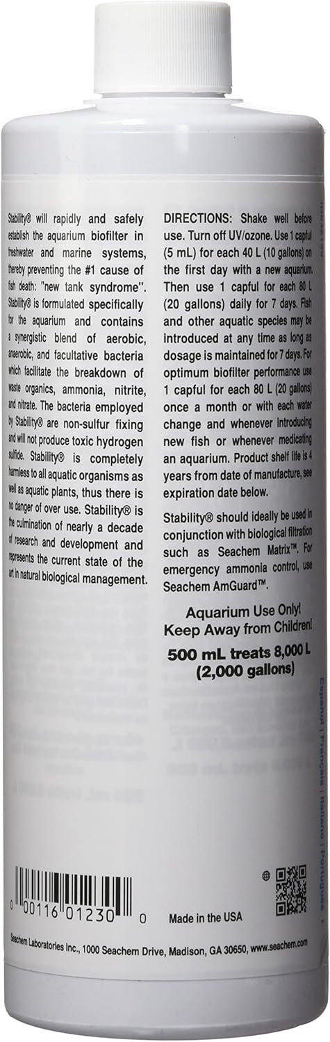 Seachem Stability Fish Tank Stabilizer - 16.9 Fl Oz For Freshwater and Marine Aquariums, Pack of 1