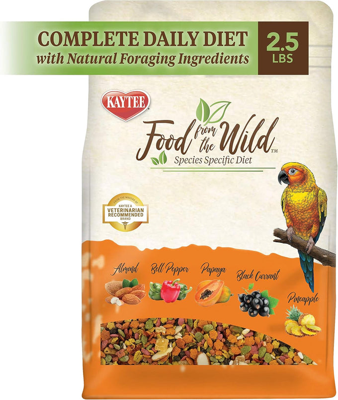 Kaytee Food from The Wild Natural Pet Conure Bird Food, 2.5 Pound Premium Foraging Mix Without Fillers