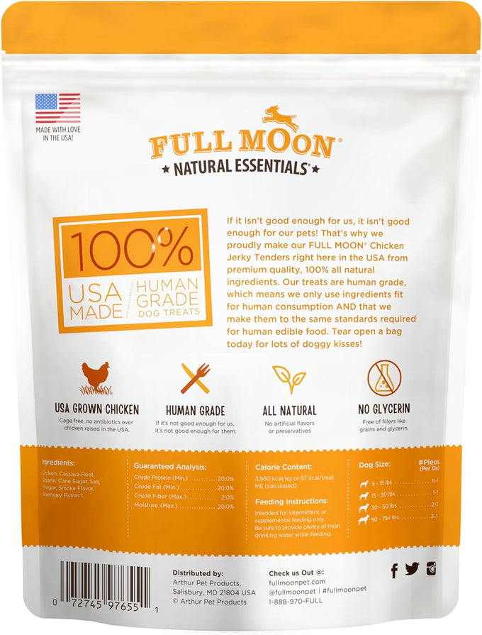Full Moon Chicken Jerky Tenders, 26 oz, Human Grade, All Natural Dog Treats Made in USA