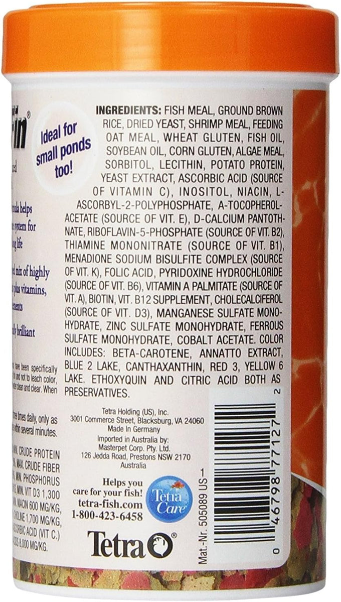 Tetra TetraFin Goldfish Flakes Food with ProCare, 4.4 oz, Nutritious for Cold-Water Fish Immune Support