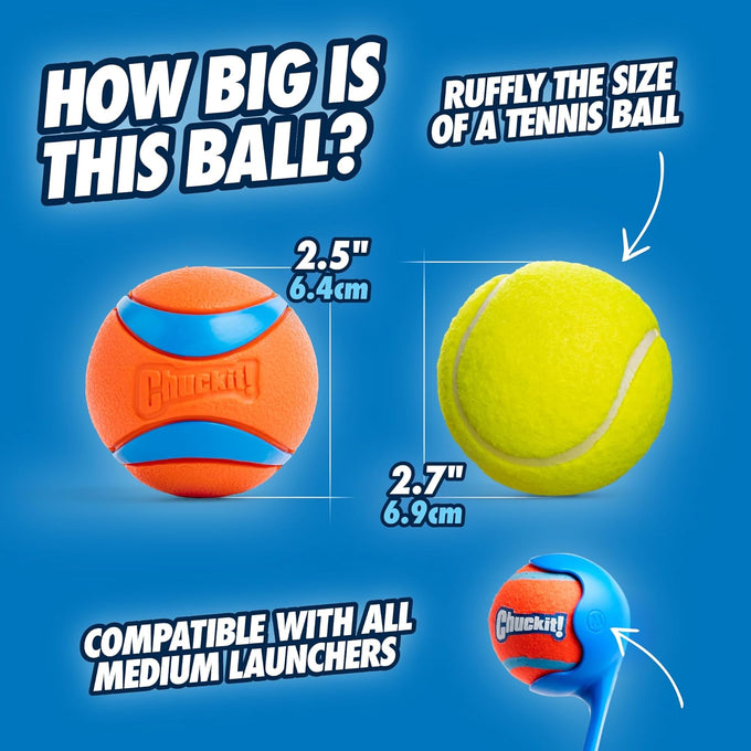 Chuckit! Ultra Ball Dog Toy - Medium Rubber Bouncy Fetch Balls for 20-60 lb Dogs - 2.5-inch Diameter, Pack of 2