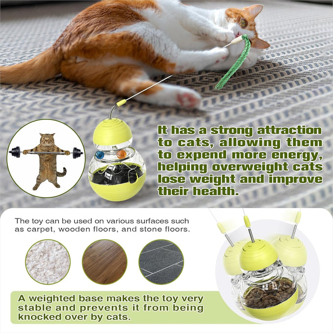 TLKNG Cat Toy Indoor Wobble Treat Dispenser Ball Puzzle Feeder Enrichment Toys & Mental Stimulation