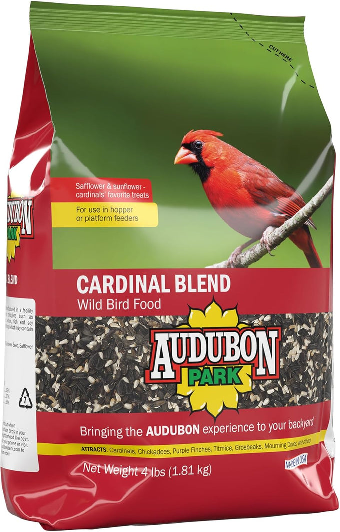 Audubon Park Cardinal Blend Wild Bird Food 4-Pound Bag with 100% Sunflower and Safflower Seed