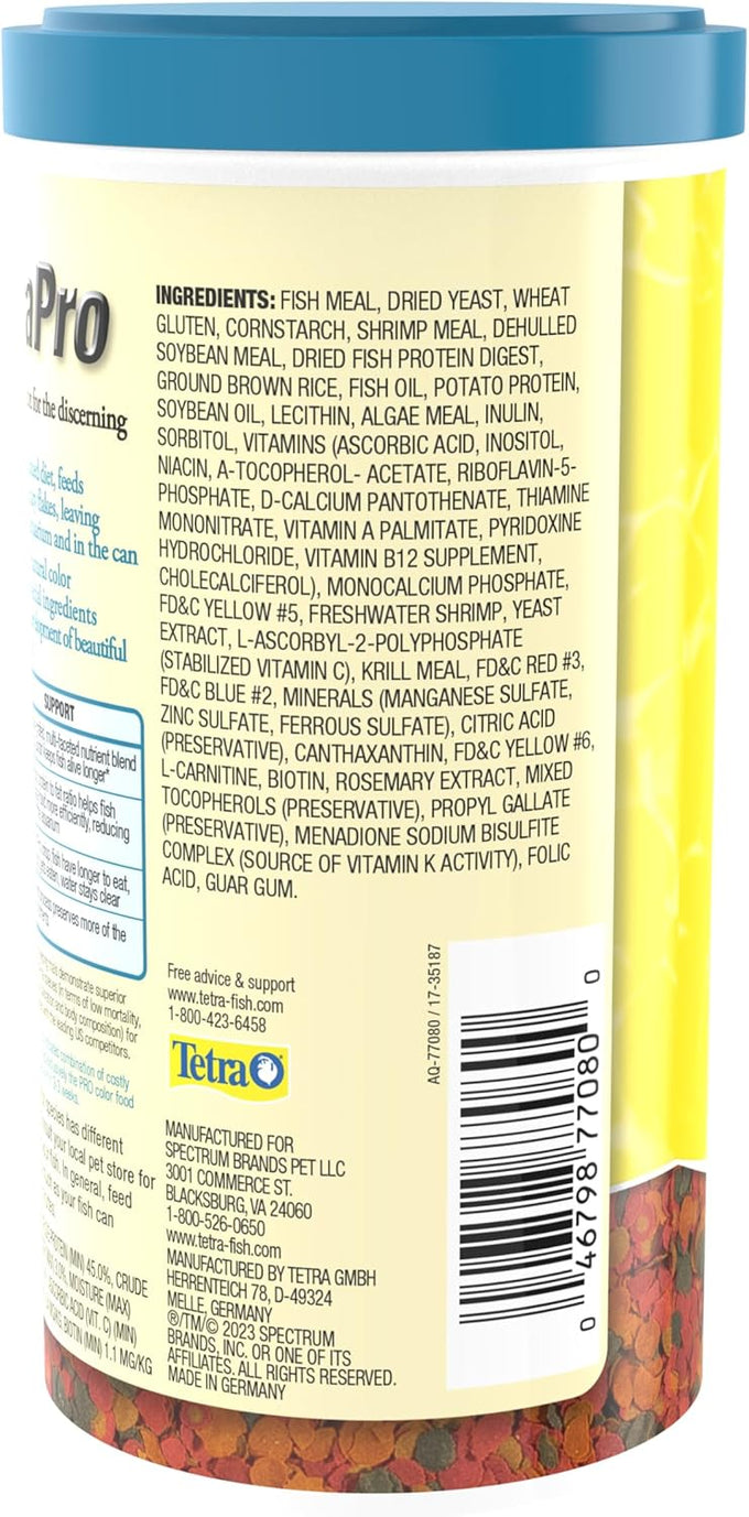 TetraPro Tropical Color Crisps fish food with natural color enhancers, 7.41 ounces