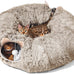 cat tunnel with cat bed for indoor cats, grey, multifunctional playground toys hideplace for kittens rabbit ferret