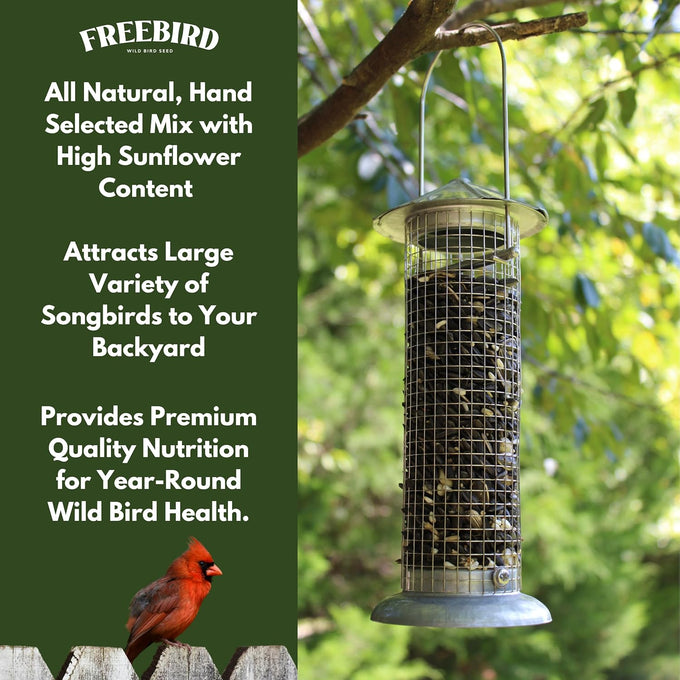 Freebird Wild Bird Seed for Outside Feeders - Premium Songbird Blend for Cardinals, Finches, and Colorful Birds - 5lb Bag