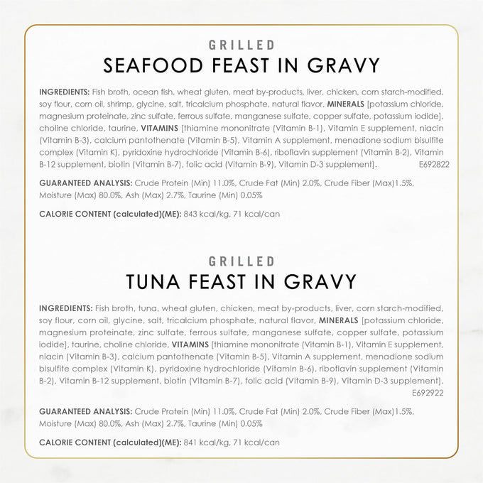 Purina Fancy Feast Grilled Wet Cat Food Seafood Variety Pack, 24 x 3 oz. Cans, No Artificial Colors or Preservatives