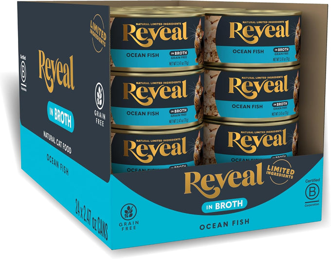 Reveal Natural Wet Canned Cat Food, Limited and Natural Ingredients, Grain Free, High Protein with No Artificial Additives, Chicken Breast in Broth (24 x 2.47 oz Cans)