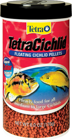 Tetra Cichlid Floating Pellets 6 Ounces, Nutritionally Balanced Top-Mid Water Feeding Cichlids Food 77063