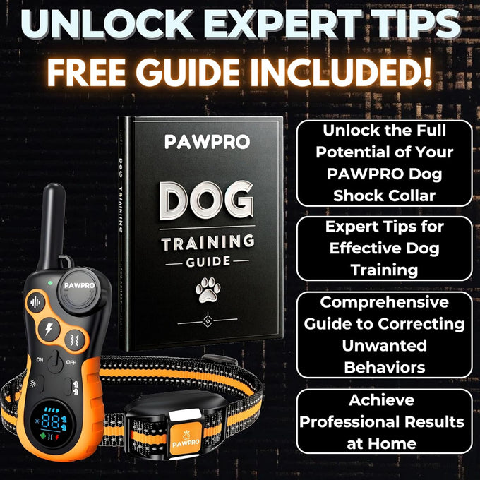 pawpro dog shock collar with remote, 4-mile range, night-light mode, 124 training levels, beeps, vibrations, waterproof rechargeable