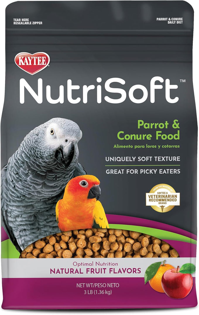 Kaytee 3 Pound Nutri Soft Parrot & Conure Bird Food, Soft Texture, No Artificial Colors or Flavors