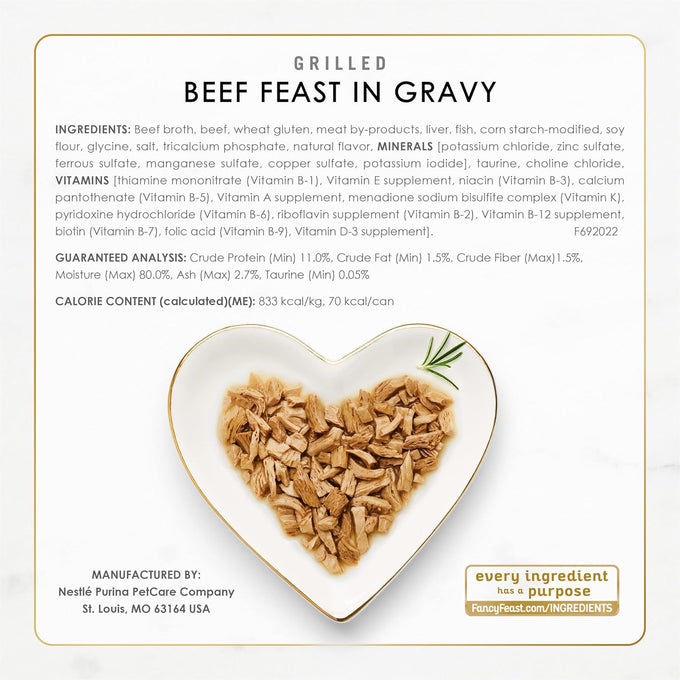Purina fancy feast grilled wet cat food variety pack poultry beef collection 3 oz cans (pack of 30)