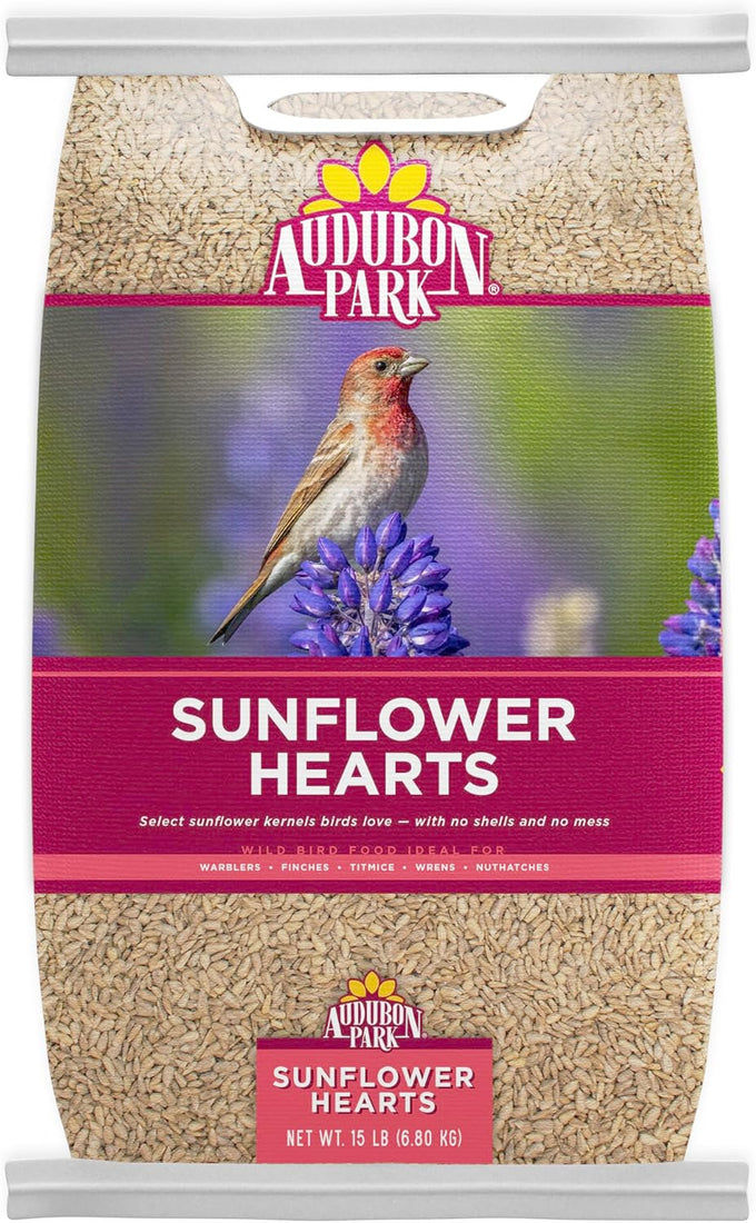 Audubon Park 100% Sunflower Kernels Wild Bird Seed, 15-lb Bag for Outside Feeders
