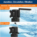 AquaMiracle aquarium filter SV-800, 8W, 225GPH, 20-70 gallon tank, U-V light & timer, filter sponge, aeration & rainfall modes.