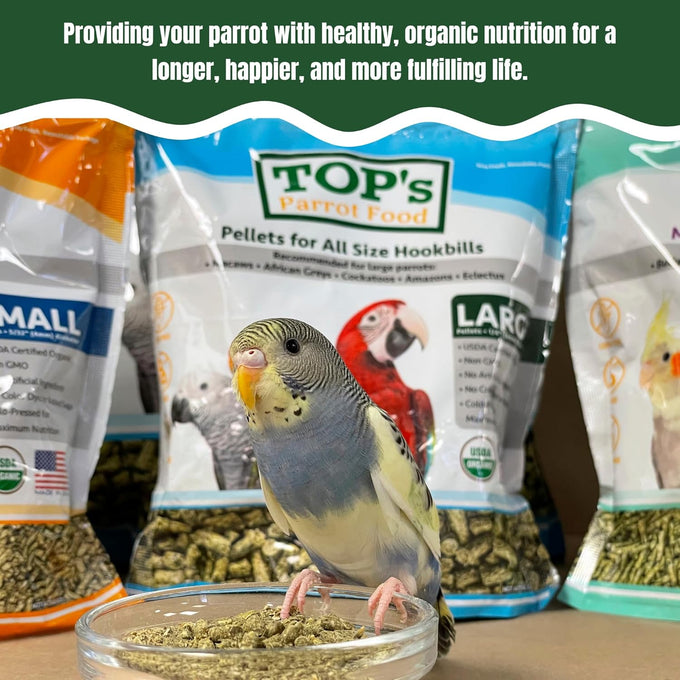 TOP's USDA Organic Certified Small Hookbill Bird Pellets for Small Birds Non-GMO 1lb